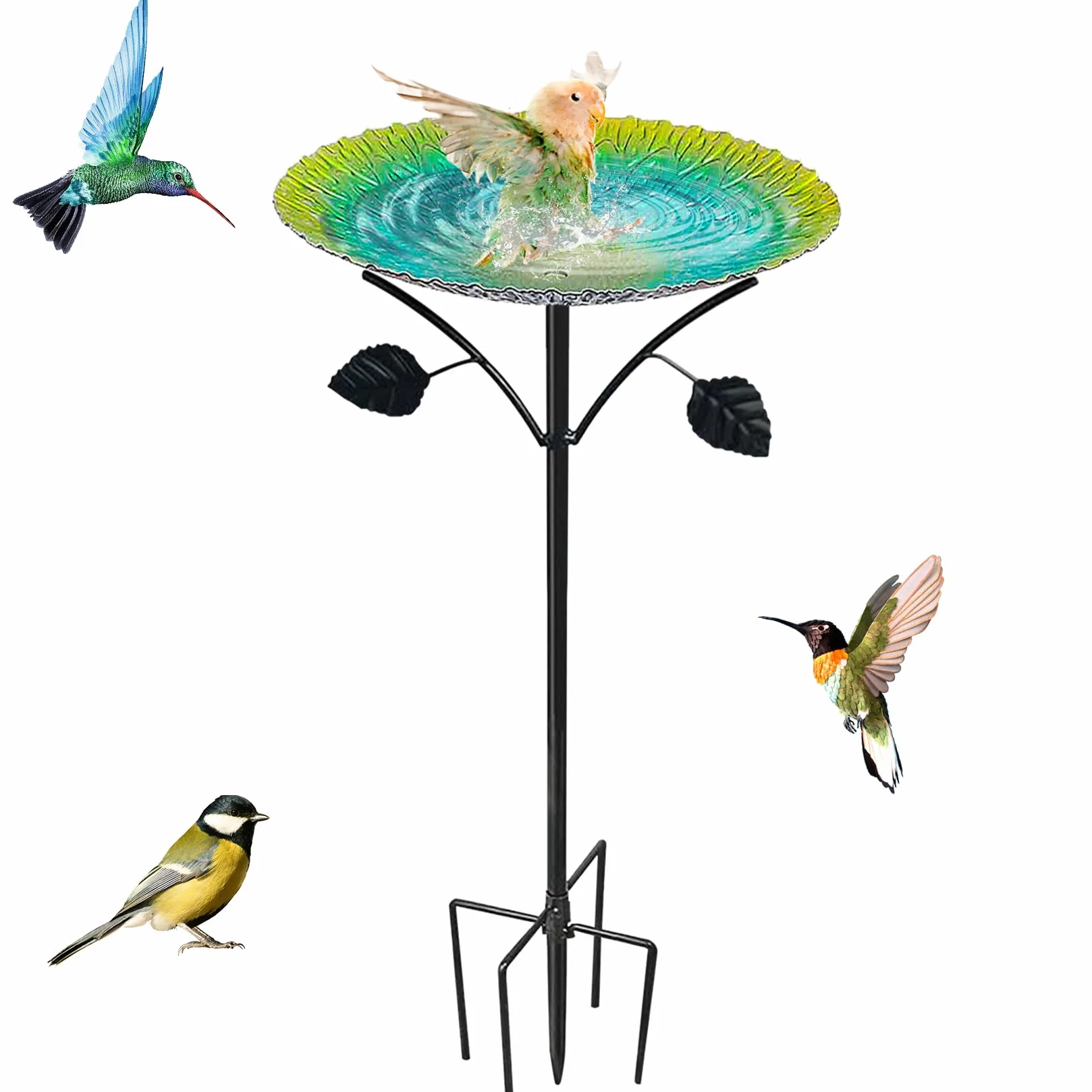 Vogeltränke Stehend Groß 24.5*83cm Vogelbad Garten Stehend, Metall Wassertränke für Vögel
