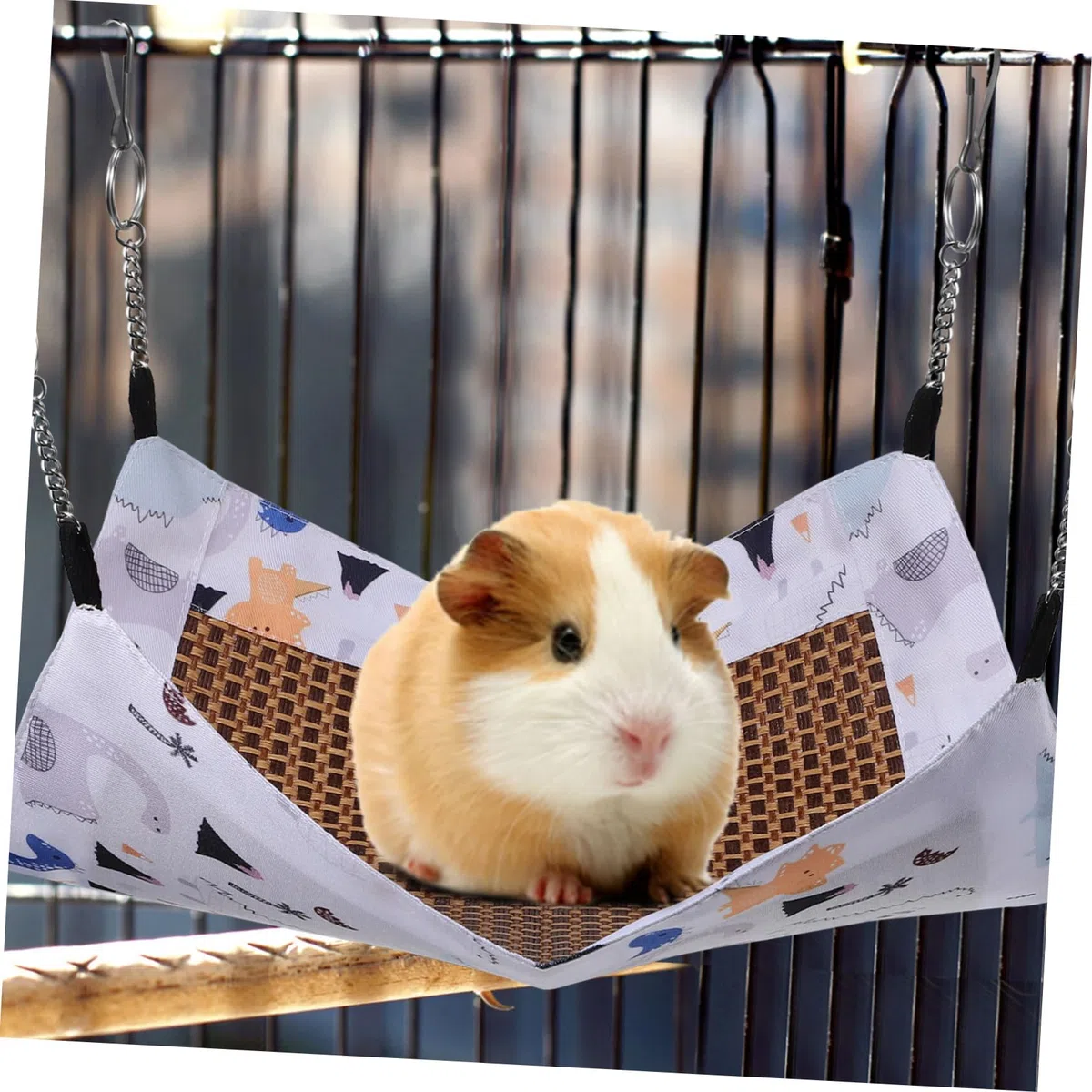 Toyvian Hängematte Für Kleintiere Mit Dinosaurier Motiv 34 x 33cm Atmungsaktives Hängebett Für Hamster Und Ratten Sommerliche Kühlung Für Haustierkäfig