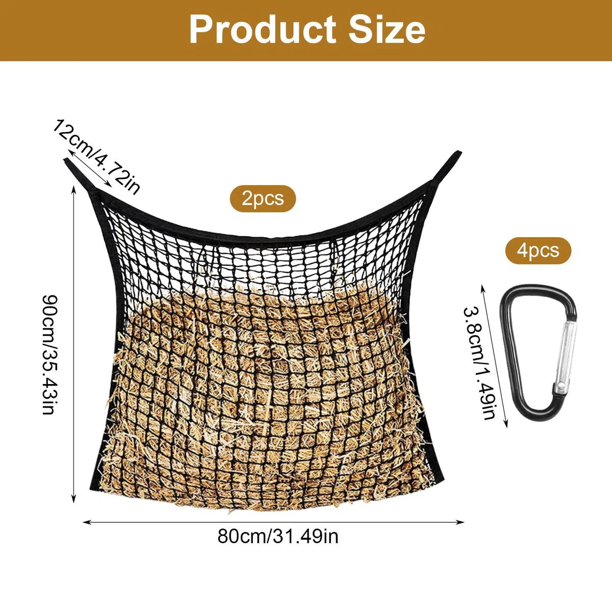 2 Stück Heunetz für Pferde, 80x90 cm Hay Engmaschig Futtermittelnetz Futternetz für 40lb Heu, Heusack Heutasche Engmaschig Kontrollieren Sie Die Fressgeschwindigkei