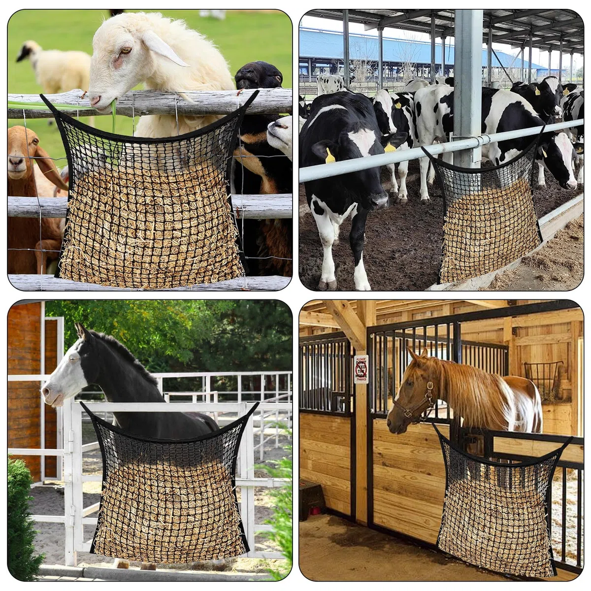 2 Stück Heunetz für Pferde, 80x90 cm Hay Engmaschig Futtermittelnetz Futternetz für 40lb Heu, Heusack Heutasche Engmaschig Kontrollieren Sie Die Fressgeschwindigkei