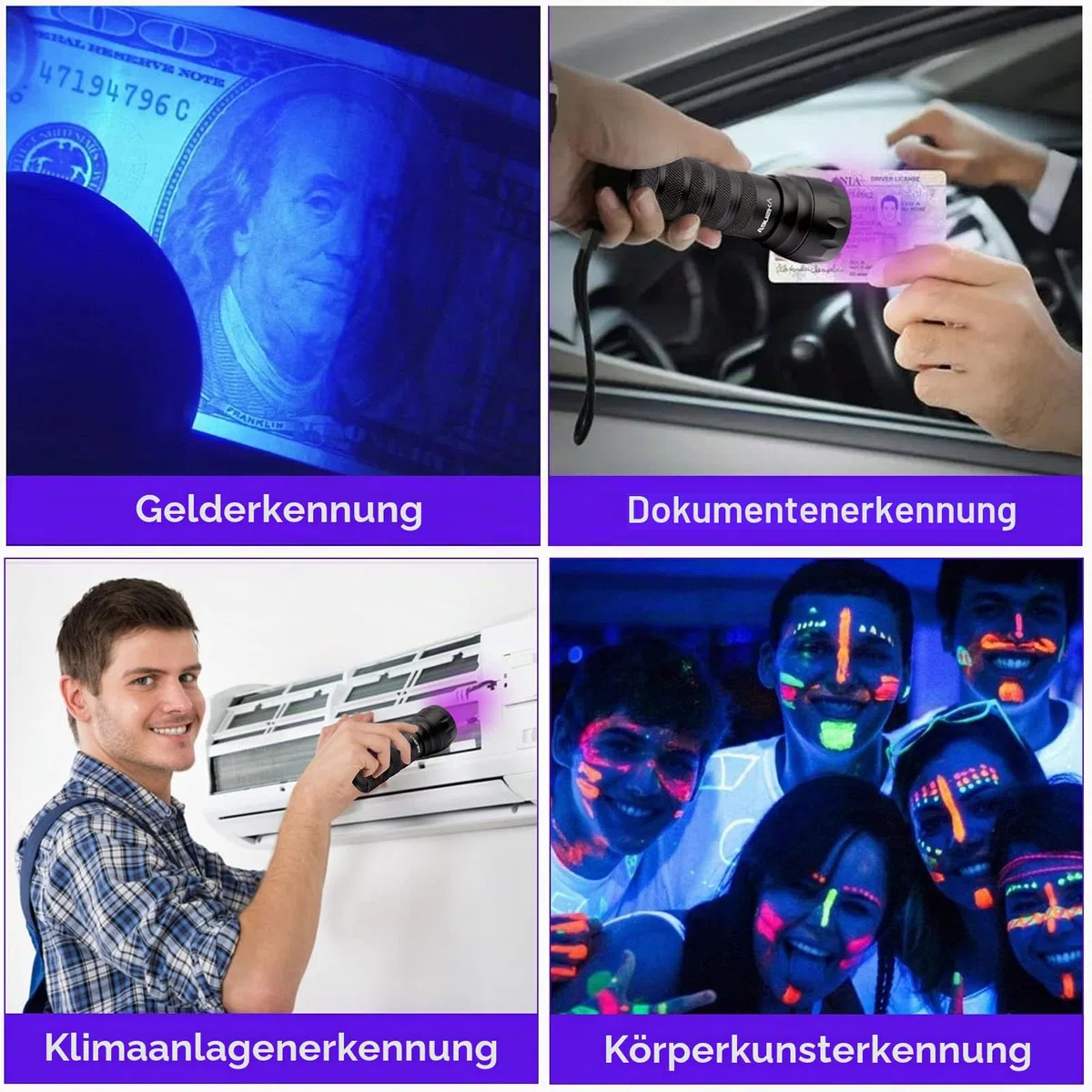 Vansky UV-Taschenlampe 21 LEDs, UV-Taschenlampe Schwarzlicht für Haustierurinerkennung, Schwarzlicht-Detektor für Hundeurin, Haustierflecken, Bettwanzen auf Teppich/Teppichen【3 x AAA-Batterien】