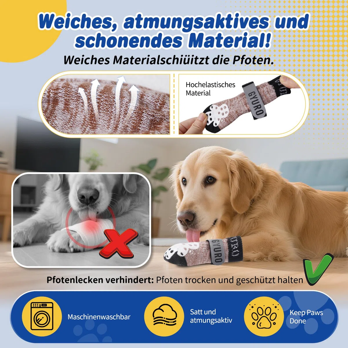 4-seitige rutschfeste Hundesocken mit reflektierenden verstellbaren Trägern für Indoor-Pfotenschutz auf Hartholzböden mit Vollschutz-Traktionskontrolle (Khaki, XL)