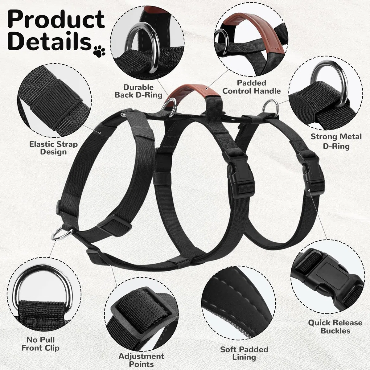 Hundegeschirr Ausbruchsicher, Anti Zug Sicherheitsgeschirr Hund, Verstellbare Brustgeschirr mit Gepolstertem Griff, Atmungsaktiv Weste für Mittelgroße und Große Hunde, Dog Harness (Schwarz, M)