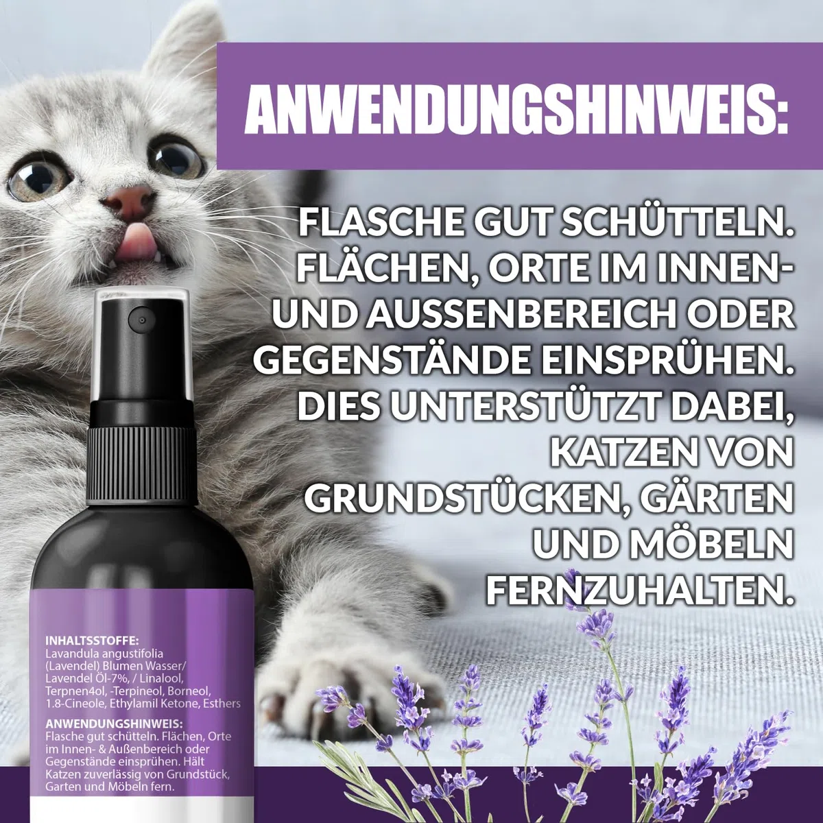 Enolenia® Katzenabwehrspray – Fernhaltemittel und Katzenschreck für Katzenabwehr im Garten, Innen & Außen – Kratzschutz Sofa, Anti-Kratz Spray - ideal zum Katzen vertreiben,100ml
