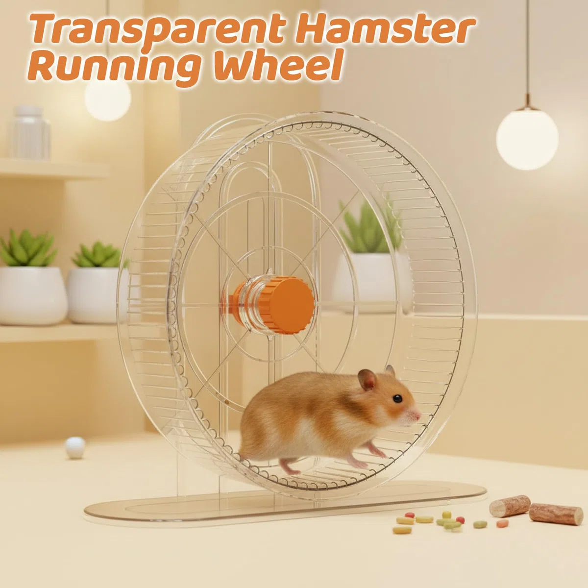 Hamsterrad Super Silent 21cm, Leises Hamster Laufrad PP Einstellbarer Hamsterräder Kleintiere Laufrad Großes Rattenrad für Rennmäuse Chinchillas Kleintiere (Transparent)