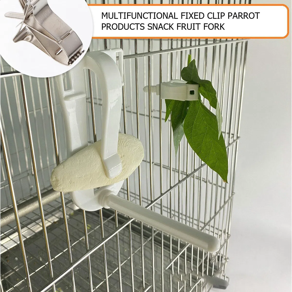 Cabilock 5 Stück Wiederverwendbare Vogelfutterclips aus Edelstahl Leichte Gemüseklammern für Vogelkäfige zum Füttern von Papageien und Anderen Vögeln