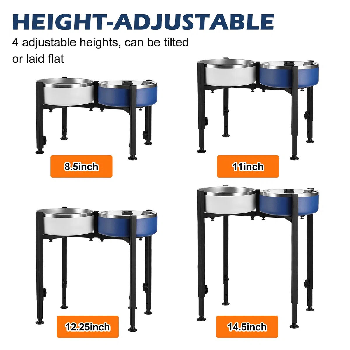 Hundenapf Erhöht, 4 Verstellbare Höhen, Erhöhter Hundenapf, Bietet Platz Für 2 15–28 cm Napfständer Für Hunde Hundenapfständer Metall Für Mittlere Und Große Haustiere, Stabil Und rutschfest
