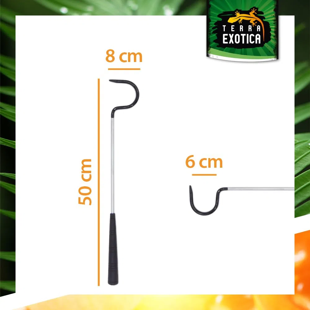 Terra Exotica Schlangenhaken aus Edelstahl gummiert – Snake Hook für Reptilien Handling – Feste Längen 50/70/96/105 cm & Teleskop 15–65/45–102 cm (50 cm)
