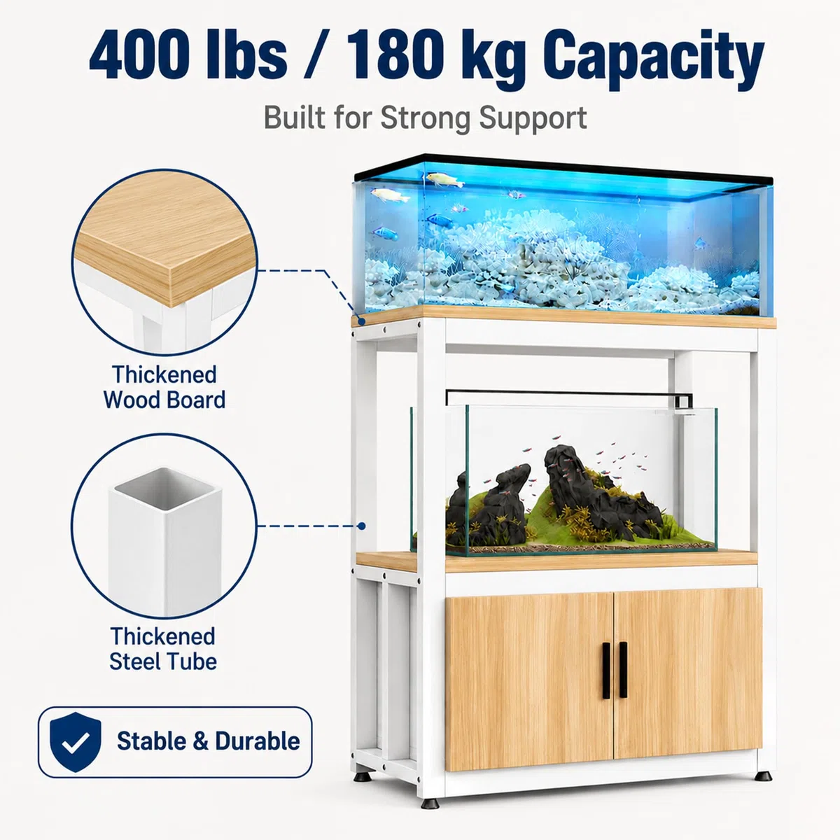 JSWHYBD Aquarienständer 76L ~ 110L, Schwerlast-Aquarienschrank mit Stauraum