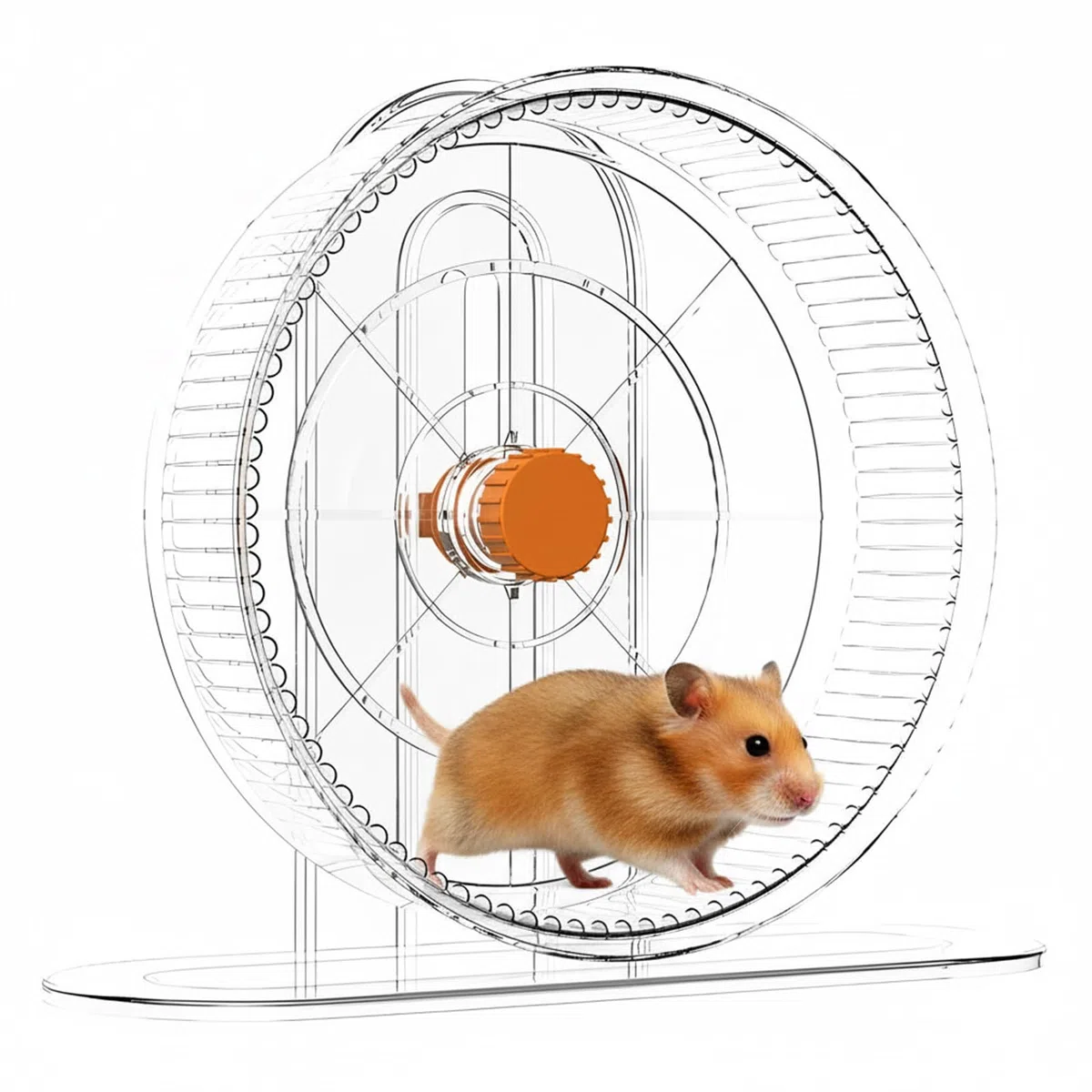 Hamsterrad Super Silent 21cm, Leises Hamster Laufrad PP Einstellbarer Hamsterräder Kleintiere Laufrad Großes Rattenrad für Rennmäuse Chinchillas Kleintiere (Transparent)