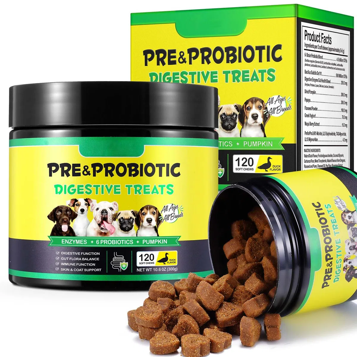 Probiotische Kautabletten für Hunde, Probiotika Hund Darmgesundheit, Hund Darmflora Aufbauen, Magen Darmflora Hunde│Allergien, Hefe Gleichgewicht│Immunsystem und die allgemeine Gesundheit unterstützt