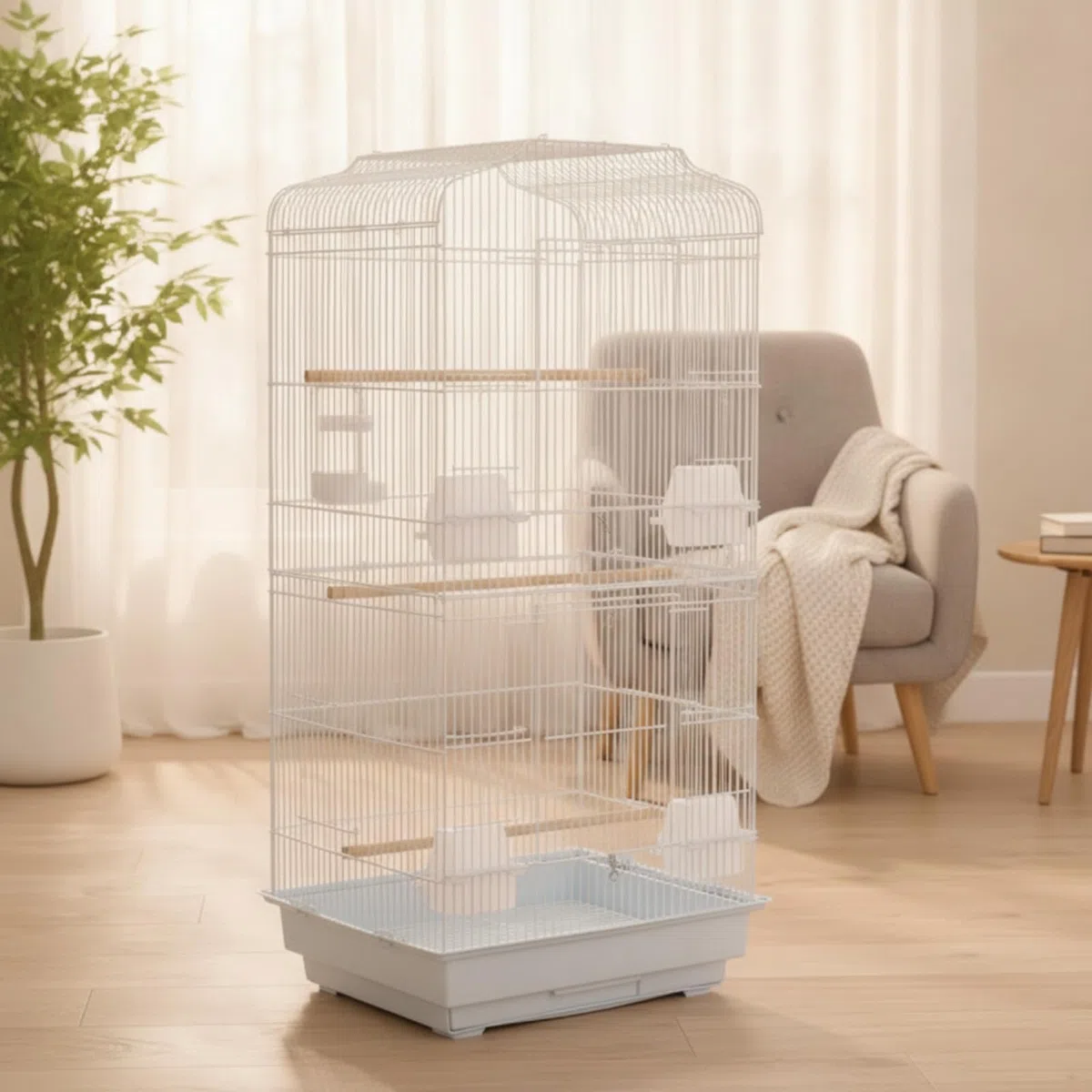 Vogelkäfig Groß Metall Käfig Käfighaus Käfigständer mit Stabilem Metallrahmen Und Gut Zugänglicher Tür Einfache Pflege Dank Ausziehbarer Wanne für, Array, Schwarz, Standardversion