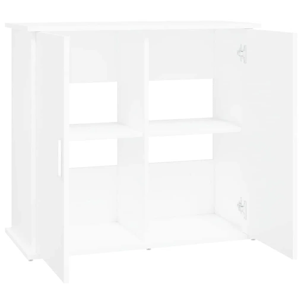 Aquariumständer Weiß 81x36x73 cm Holzwerkstoff mit 4 Türen, Aquariumschrank für Fischfutter und Zubehör, stabiles Aquariumregal