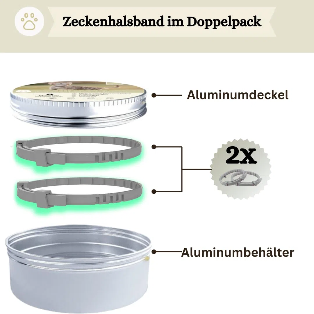 Zeckenhalsband für Katzen (2 Stück) - Länge 38cm - wirksamer Schutz gegen Zecken und Flöhe - wasserfest und Leuchtend bis zu 8 Monaten Zeckenschutz mit 100% natürlichen Inhaltsstoffen