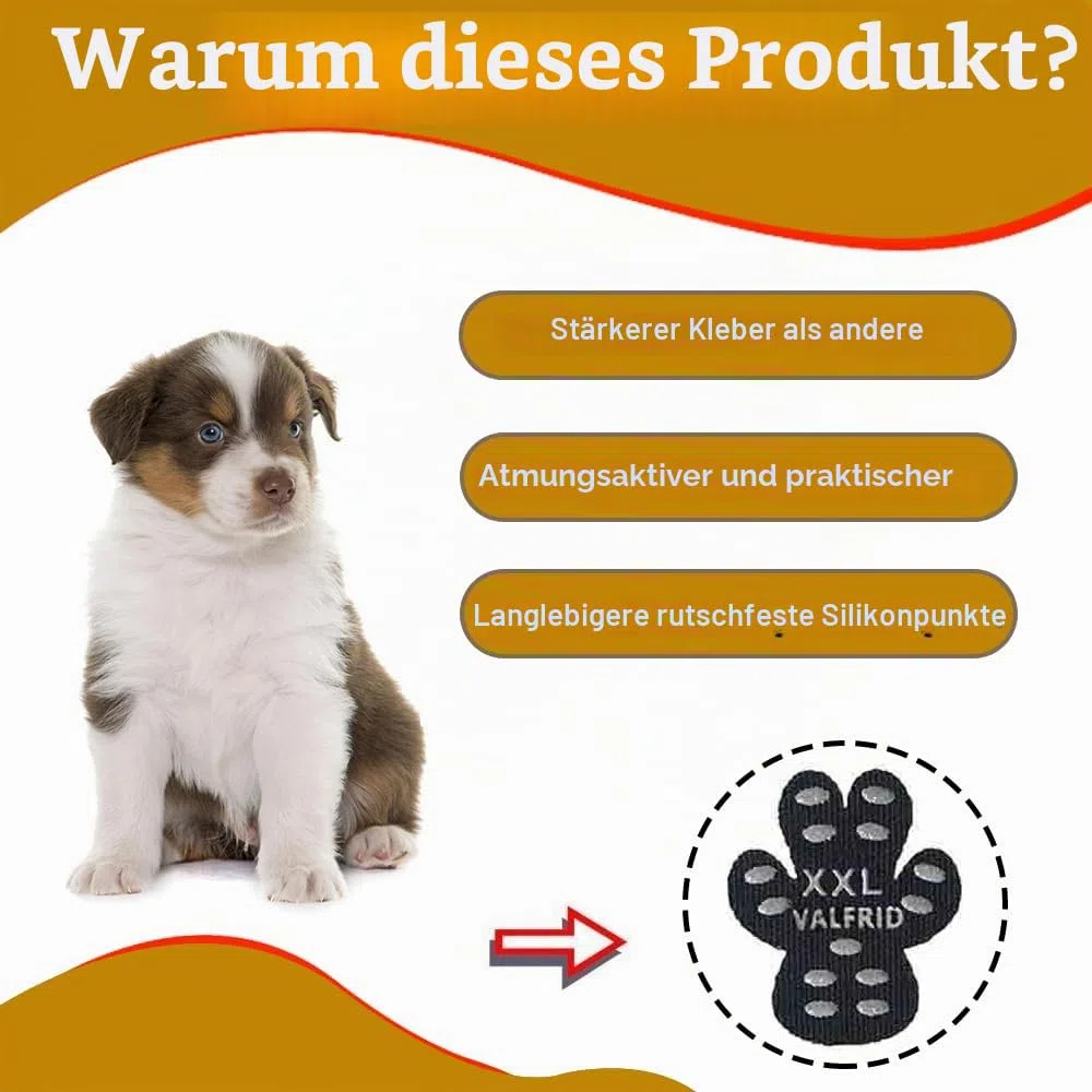 VALFRID Anti-Rutsch Pfotenschutz für Hunde 24 Stücke,Selbstklebende Silikon-Gel Beständig rutschfest Traktion Hund Schuhe Hundeschuhe Hundesocken Ersetzen L