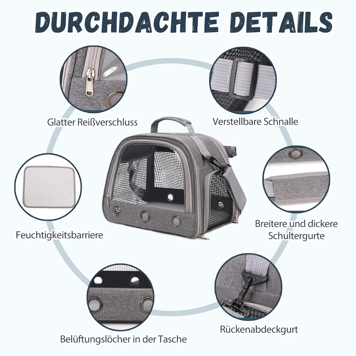Transportbox Kaninchen Kleintier Haustier-Tragetasche, Meerschweinchen-Tragetasche, Faltbar und Atmungsaktiv (Schwarz)