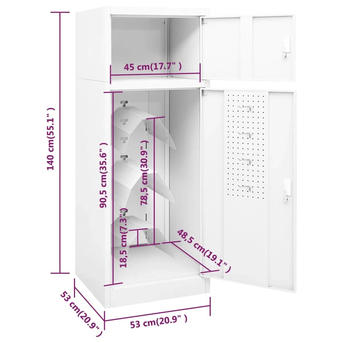 Sattelschrank Weiß Stahlschrank 53x53x140 cm Stahl Sattel