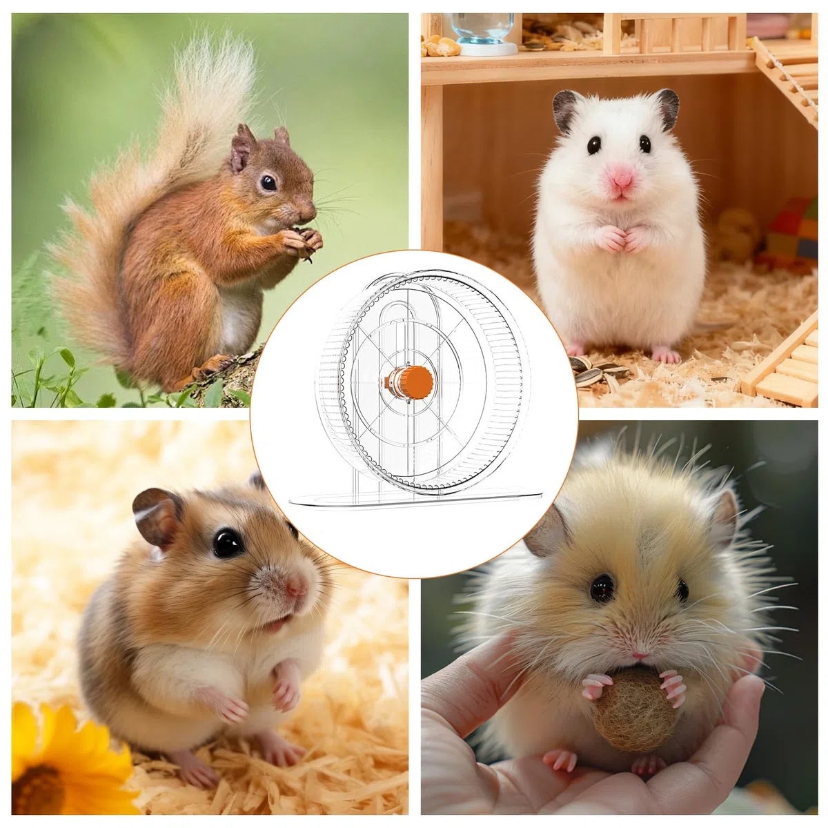 Hamsterrad Super Silent 21cm, Leises Hamster Laufrad PP Einstellbarer Hamsterräder Kleintiere Laufrad Großes Rattenrad für Rennmäuse Chinchillas Kleintiere (Transparent)