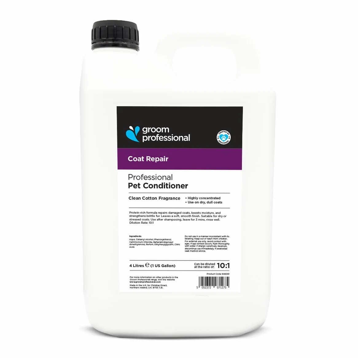 Groom Professional Coat Repair Hundeconditioner (4 L) – Salongröße 10:1, Intensive Pflege für Trockene & Geschädigte Felle, Macht Weich & Glänzend, Produziert in UK