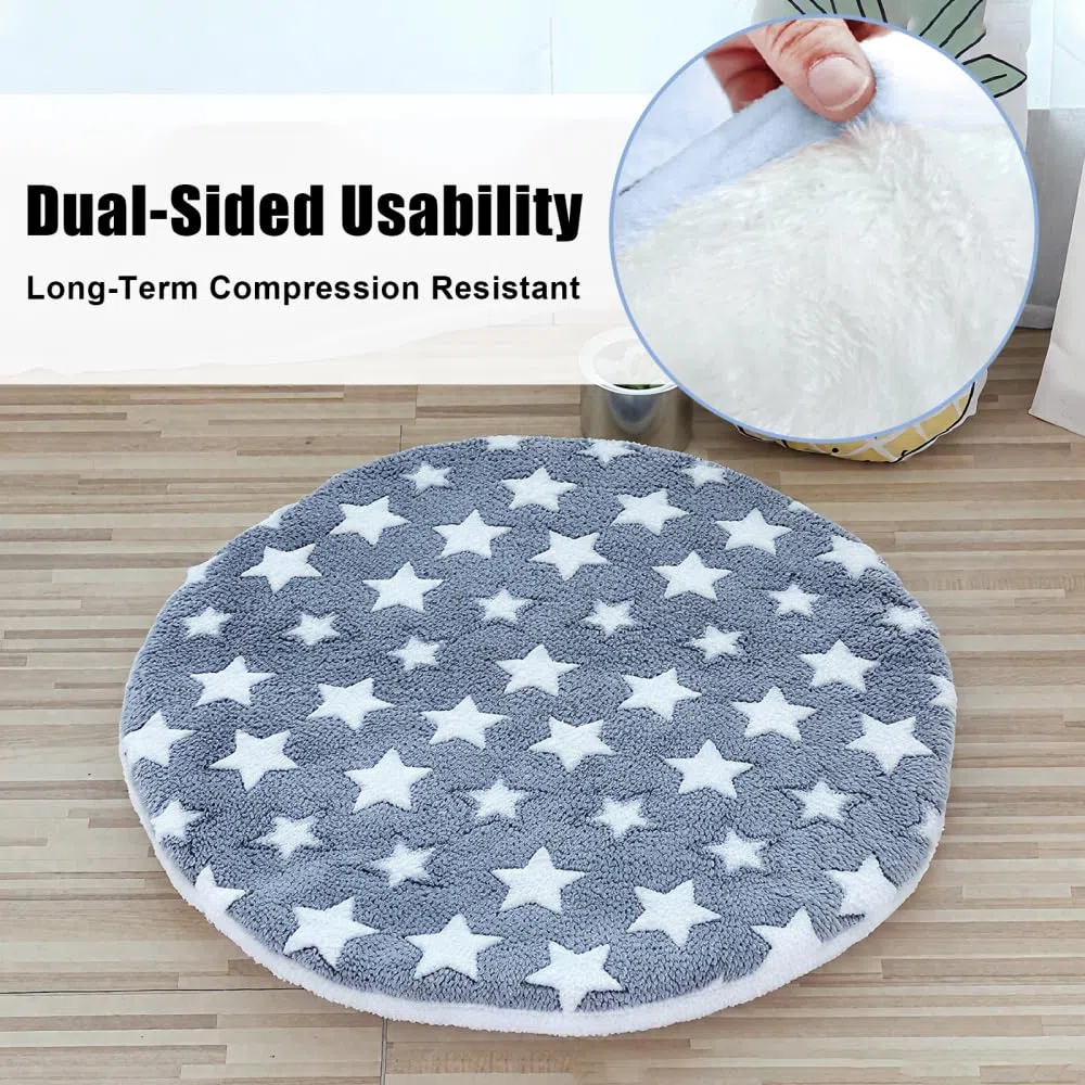 DONGKER Katzen Liegematte, 2 Stuck 40cm Rund Doppelseitiges Katzendecken, Waschbar Flauschiges Kuschelbett Bettmatte aus Korallenvlies für Katze Kleine Hunde