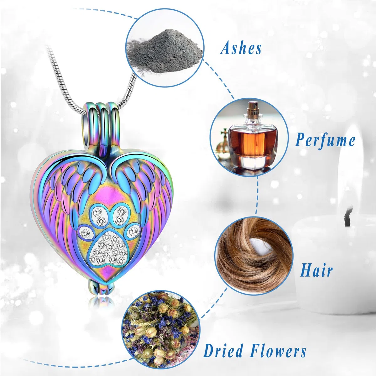 Urne Halskette für Asche Haustier Einäscherung Schmuck für Hund Katze Pfote Print Memorial Locket Herz Keepsake Urne Loving Memory Schmuck