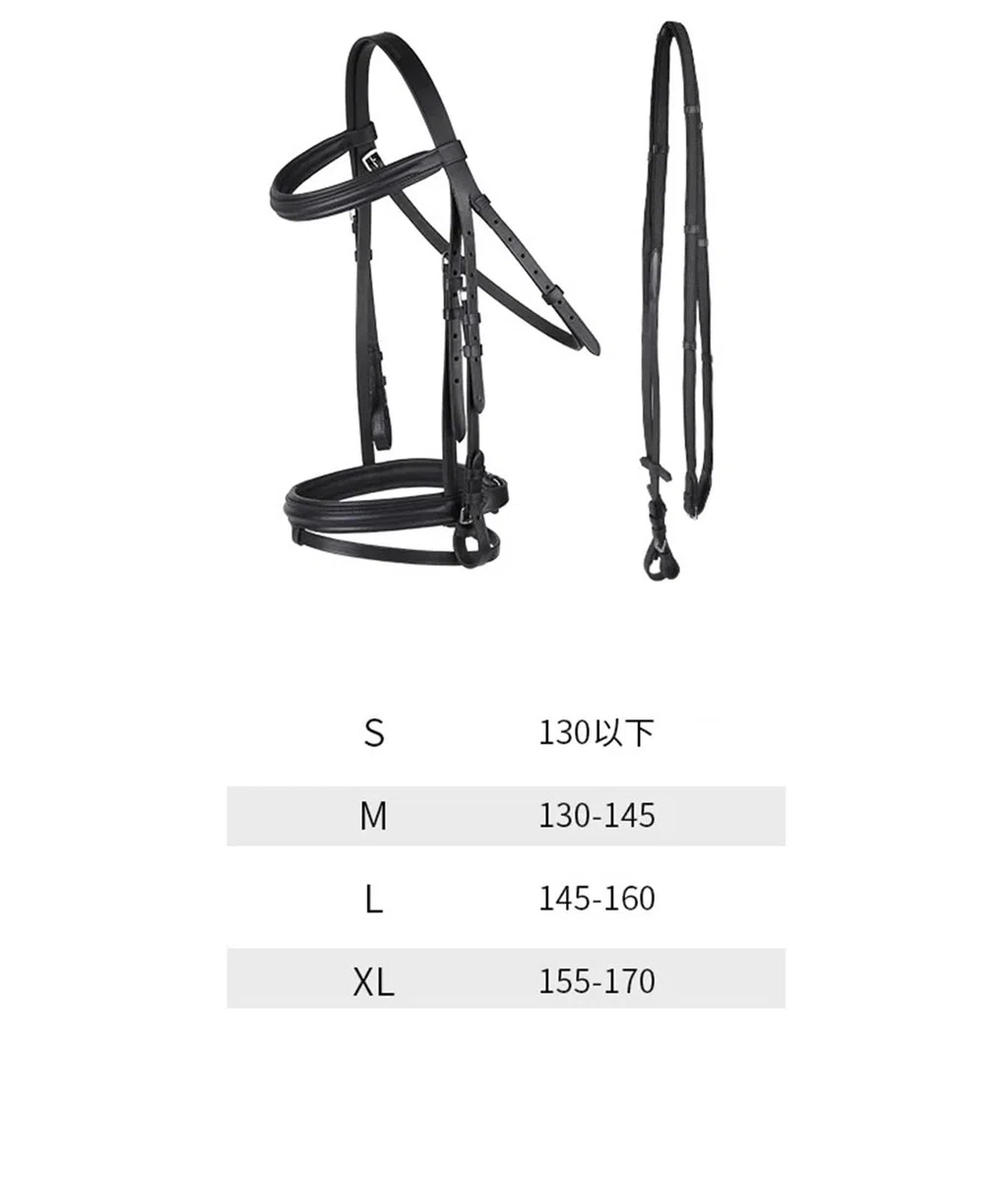 Zügel Pferd Braunes Reitpferd mit Gummi-Anti-Skip-Zügeln, Trainingspferd, schwarzes Rindsleder-Halfter Zügeln(Black S)