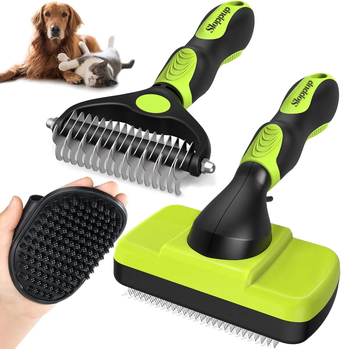 Hundebürste Katzenbürste, Professionelle Haustier Bürsten Selbstreinigende Hundebürste Langhaar Kurzhaar Hundepflege Massage Fellpflege Bürste für Katzen Hunde (3 Stück)