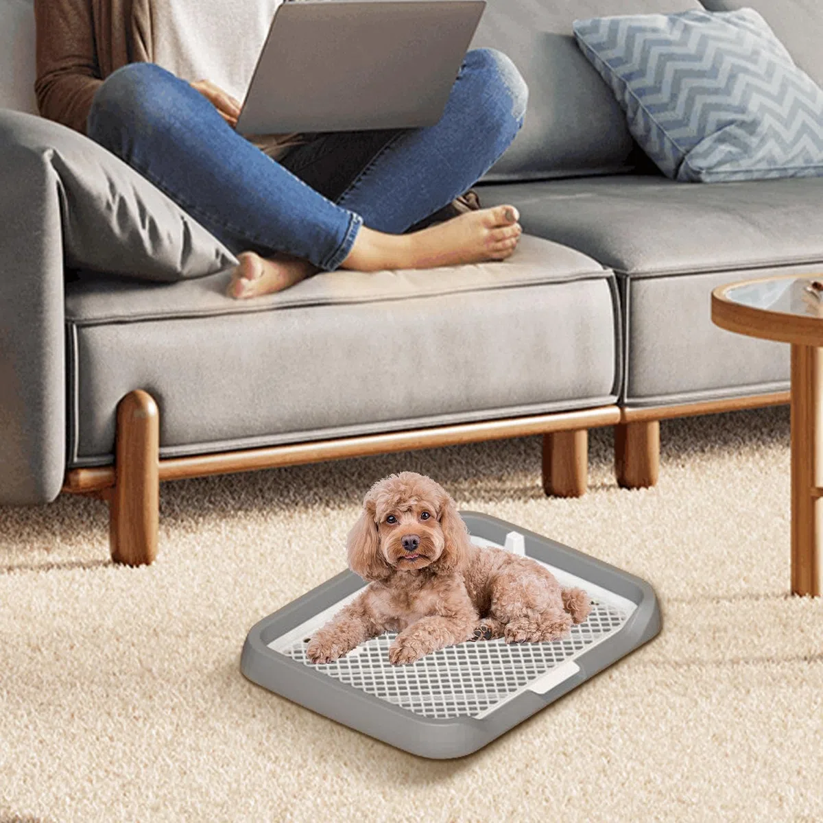 Netzgitter Toilette – Boxen Toilette Welpe Pee Indoor System Mesh Grids Flat Potty Tray Pee Pad für Hunde | Wiederverwendbare abnehmbare Säule Töpfchen Zubehör, Urinierhalter für Zuhause Pet