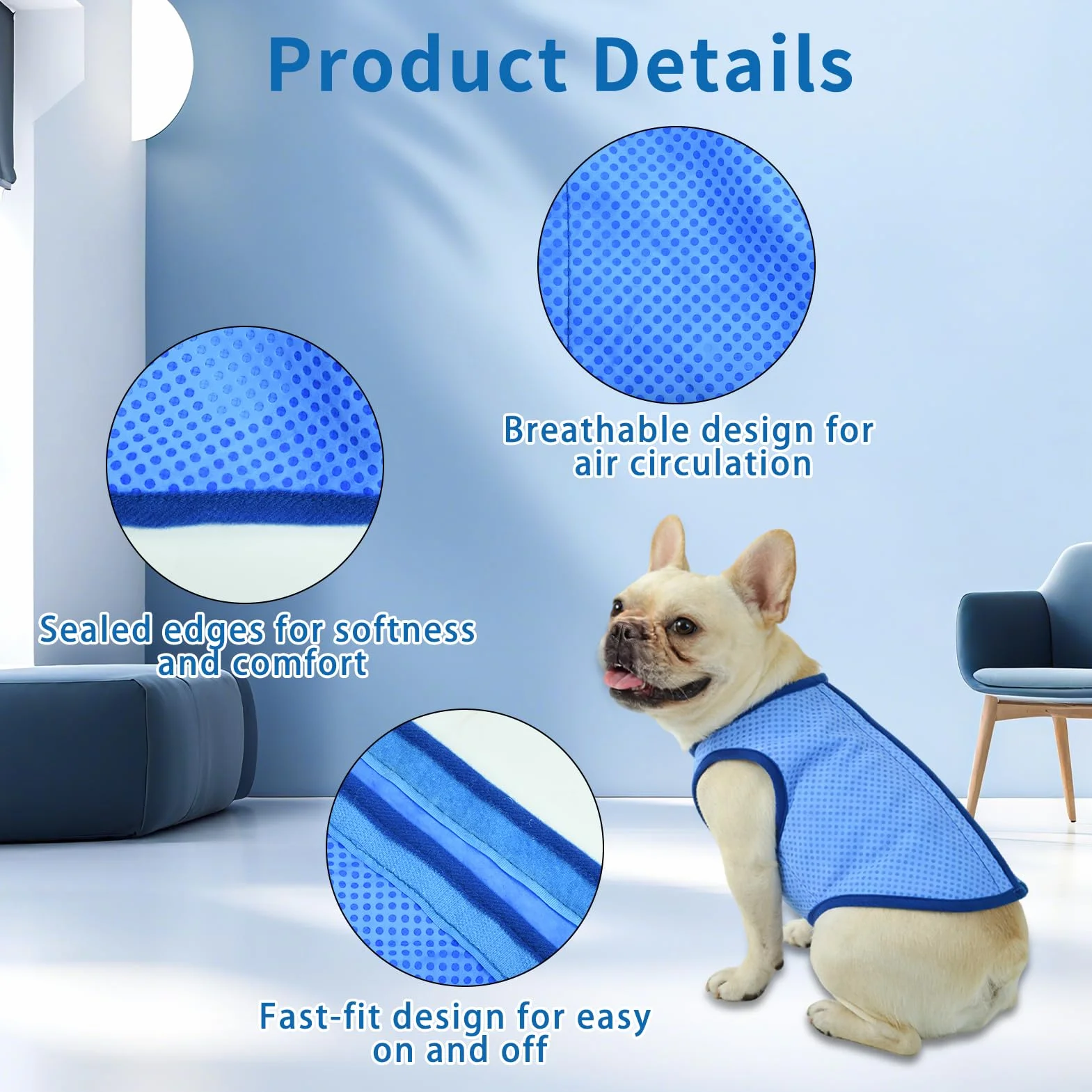Kühlweste Hund, Kühlweste für Haustiere, Kühlende Hundejacke, Licht Atmungsaktiver, Sommer Cool und Bequem Hundemantel, Ärmellos, Sommerliche Haustierkleidung, für Kleine und Große Hunde (L)