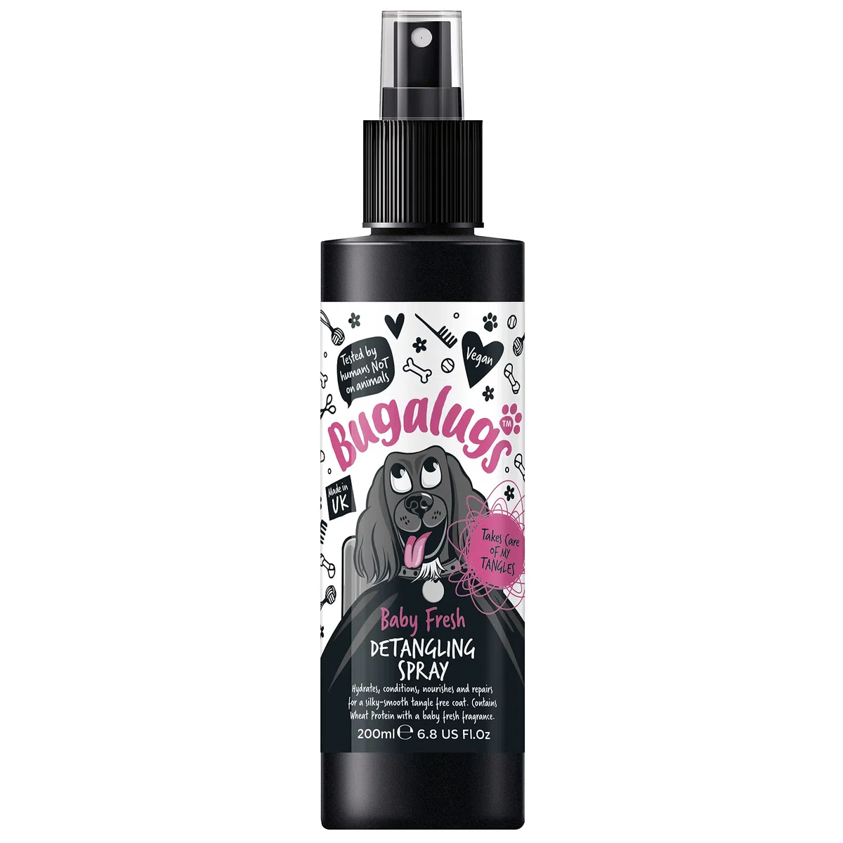 Bugalugs - Entwirrungsspray für Hunde – 200 ml – Aroma Baby Fresh – erleichtert das Bürsten und Macht das Fell weich, ohne Ausspülen, Alkohol und Parabene, ideal für den täglichen Gebrauch oder nach