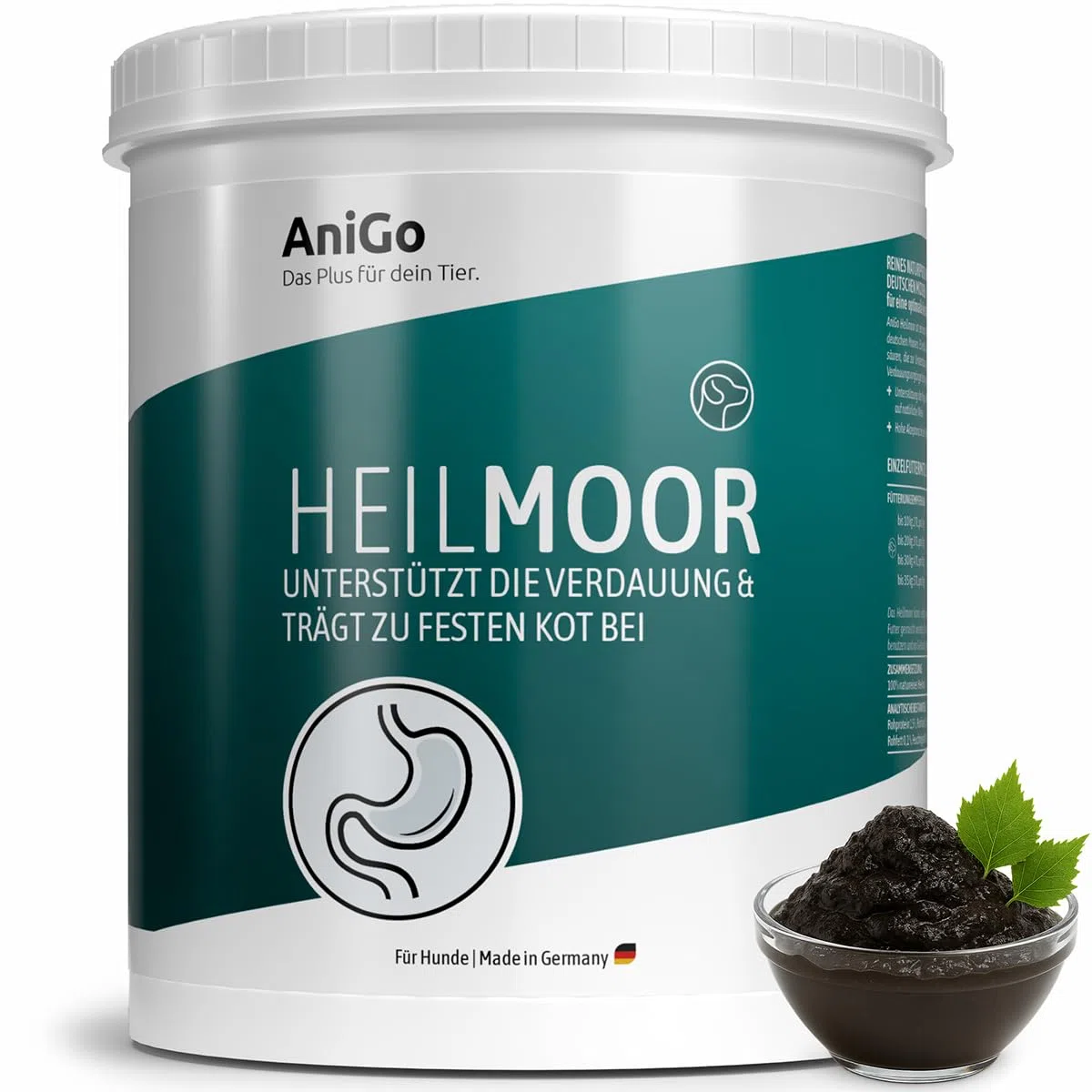 AniGo Heilmoor für Hunde 1,3kg – Verbessert die Kotbeschaffenheit, Optimale Verdauung, Immunsystem, Magen-Darm-Aktivität, Appetit Anregung I Natürliche Heilerde Moor für Hund