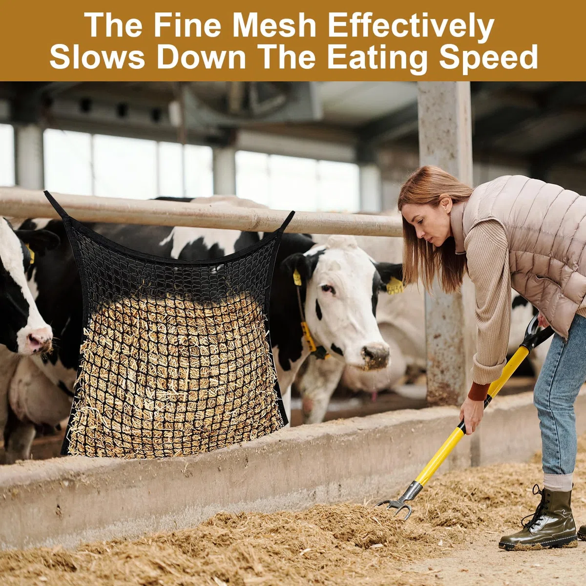 2 Stück Heunetz für Pferde, 80x90 cm Hay Engmaschig Futtermittelnetz Futternetz für 40lb Heu, Heusack Heutasche Engmaschig Kontrollieren Sie Die Fressgeschwindigkei