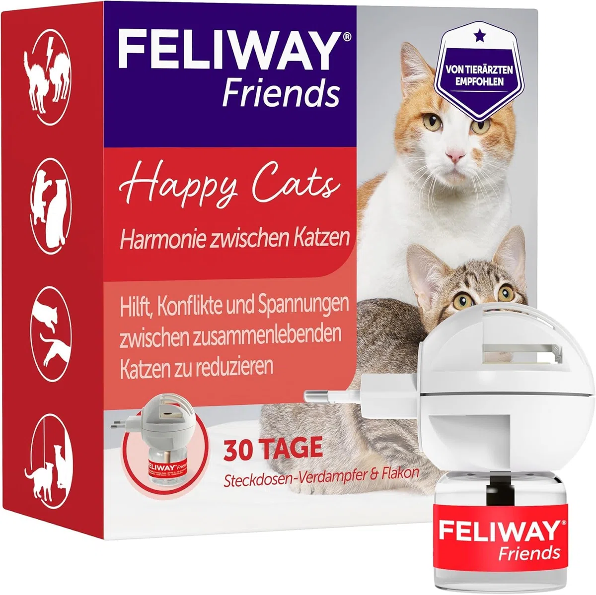 FELIWAY Friends | 60 Tage Wirkung | Pheromone für Katzen | Verdampfer für die Steckdose + 2x 48ml Flakon | Diffuser gegen Stress, für mehr Harmonie | von Tierärzten empfohlen, klinisch getestet
