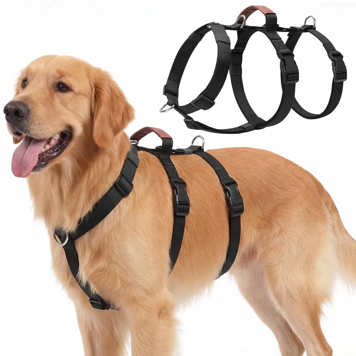 Hundegeschirr Ausbruchsicher, Anti Zug Sicherheitsgeschirr Hund, Verstellbare Brustgeschirr mit Gepolstertem Griff, Atmungsaktiv Weste für Mittelgroße und Große Hunde, Dog Harness (Schwarz, M)
