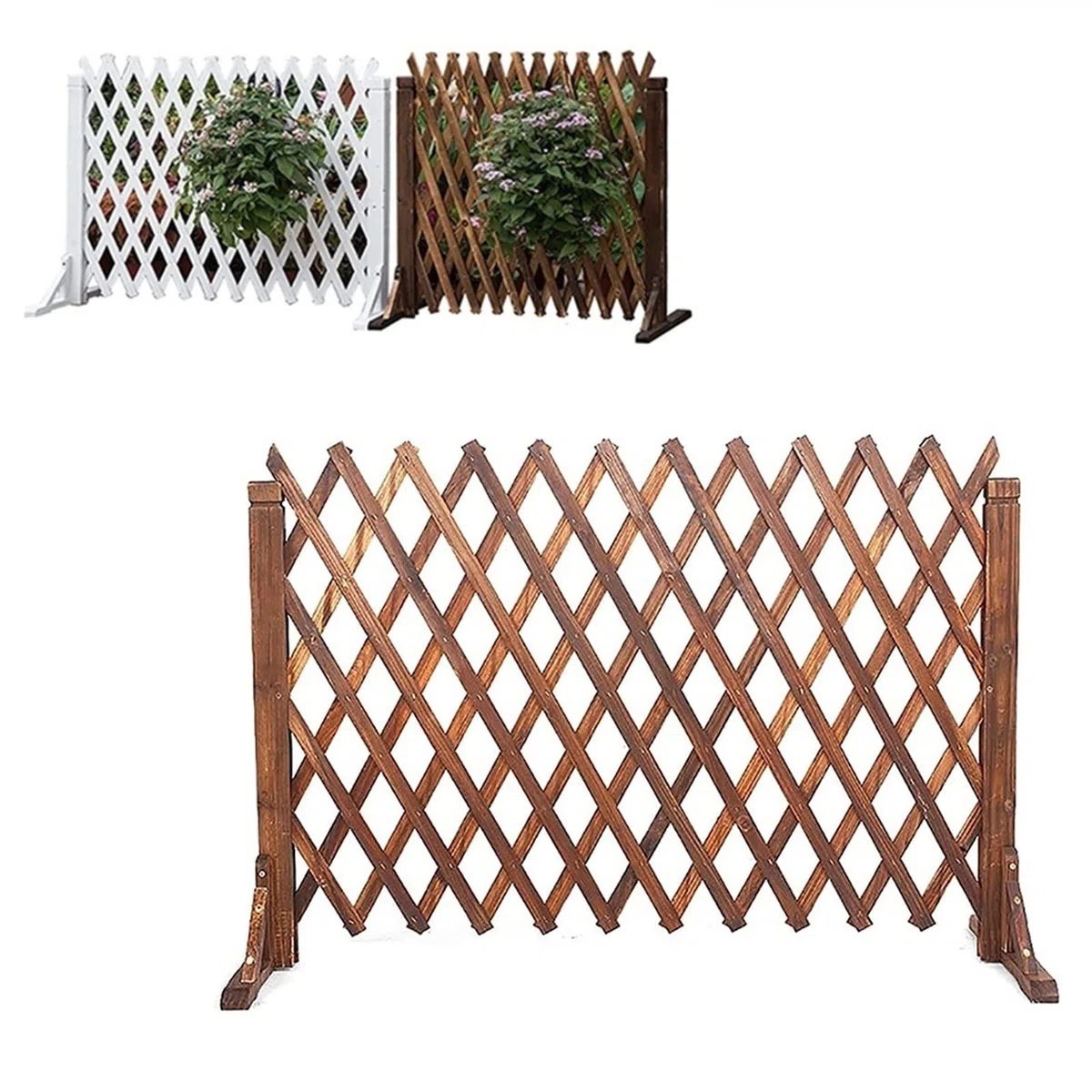 Temporärer Hundezaun, Gartenzaun, Dekorative Leitplanke, Einziehbarer Holzzaun Für Den Außenbereich, Dekorative Leitplanke Für Haustiere, 0,9 cm Dicker Holzstreifen, Pflanzenkletterrebe