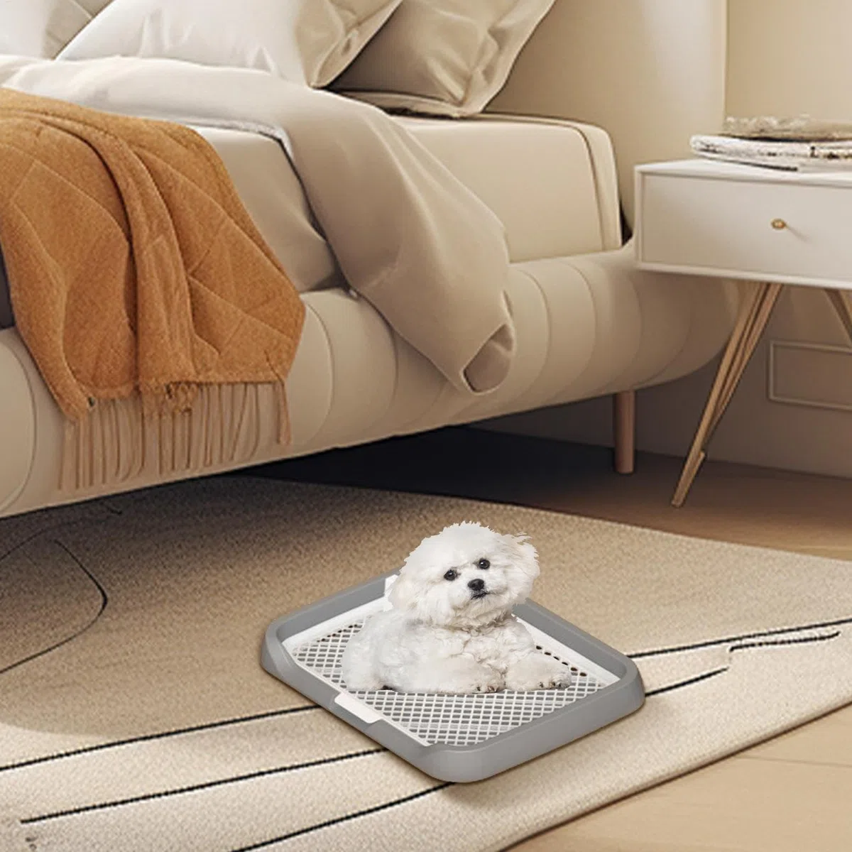 Netzgitter Toilette – Boxen Toilette Welpe Pee Indoor System Mesh Grids Flat Potty Tray Pee Pad für Hunde | Wiederverwendbare abnehmbare Säule Töpfchen Zubehör, Urinierhalter für Zuhause Pet