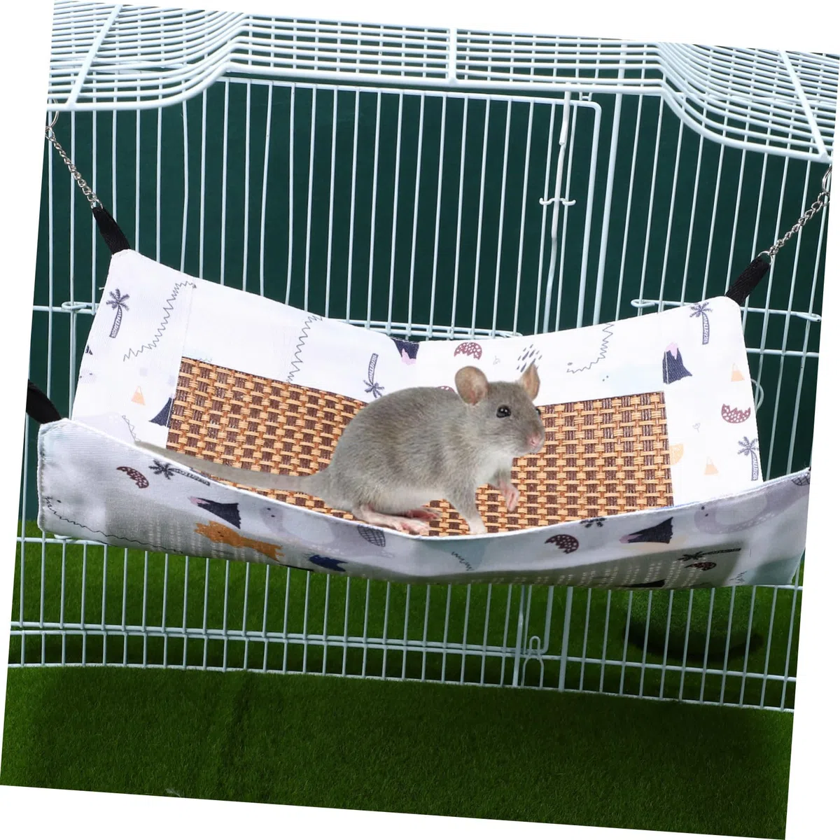 Toyvian Hängematte Für Kleintiere Mit Dinosaurier Motiv 34 x 33cm Atmungsaktives Hängebett Für Hamster Und Ratten Sommerliche Kühlung Für Haustierkäfig