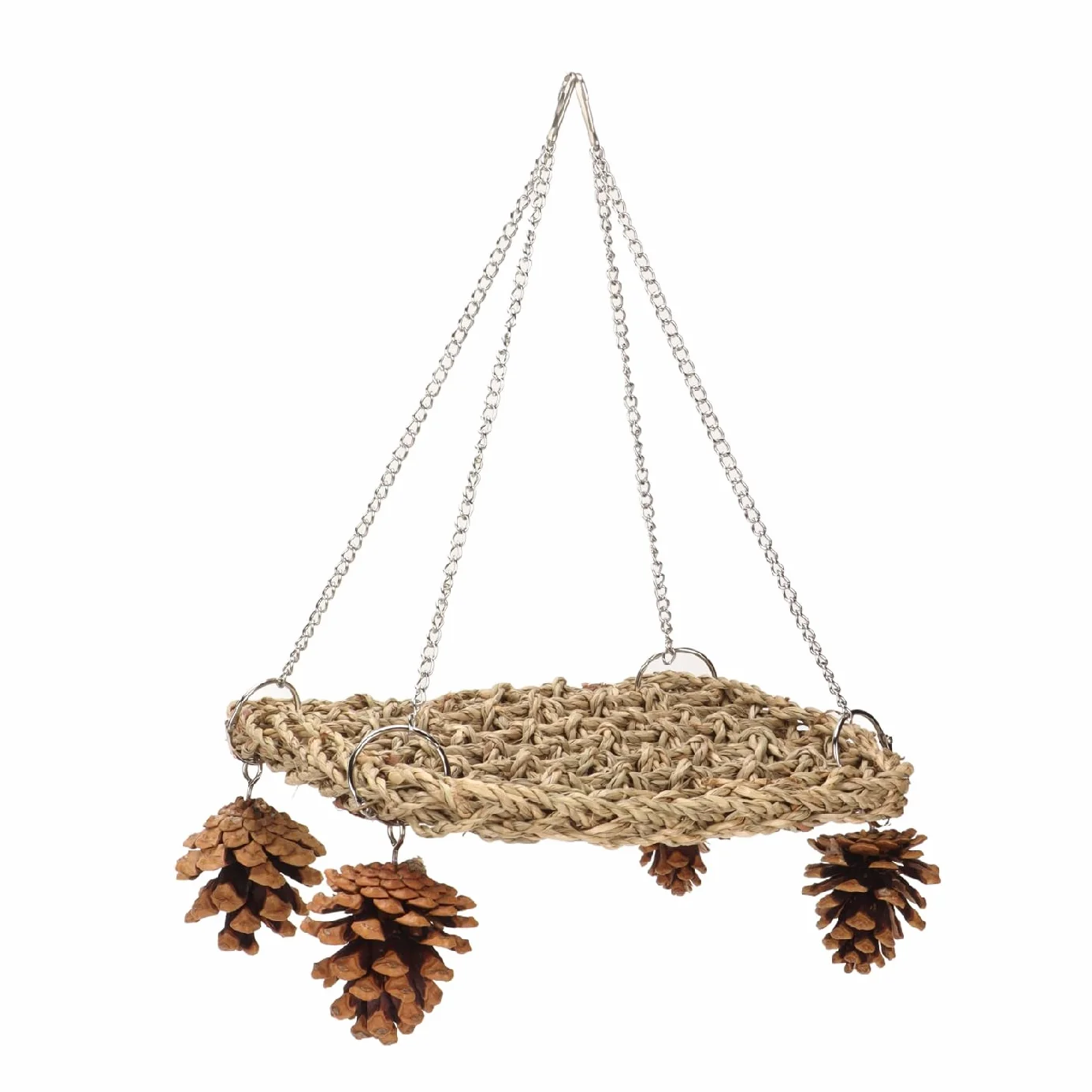 Seegrasschaukel Vogel Spielzeug - Papagei Trapez Ringschaukel, Kletterhängematte, Sitzstange Kauspielzeug für Lovebird, Wellensittich, Conure, Papageiensittiche