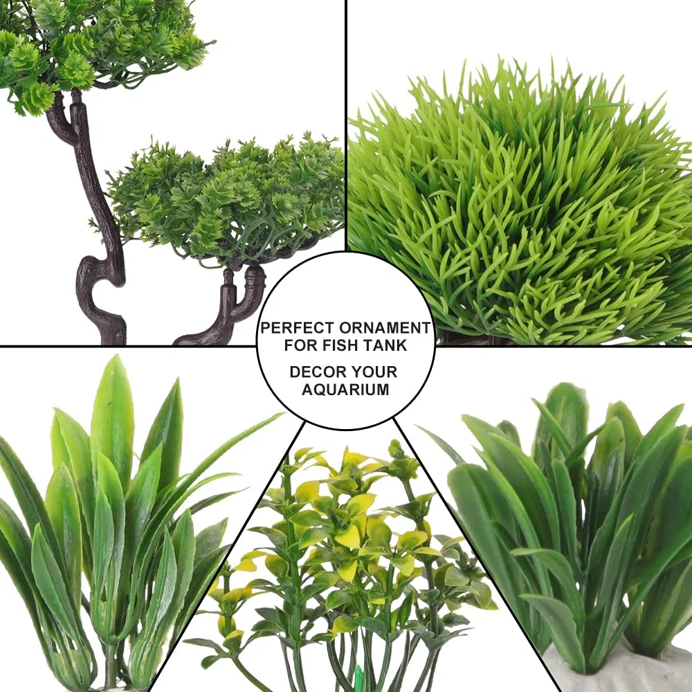 25 Stück Kunststoff Aquarium Pflanzen Baum Set, Kunststoffblumen Künstliche Aquatische Pflanzen Künstliche Fisch Tank Pflanzen für Aquarium Dekorationen