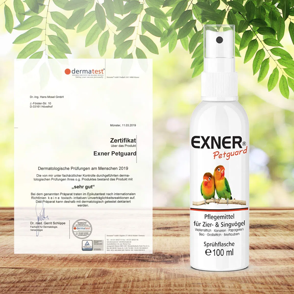 Tierpflege für Ziervögel & Singvögel - Pflegemittel bei Juckreiz, Haarausfall, Entzündung, Parasiten, Räude, Milben & Pilzbefall - biologisch & natürlich - 100 ml Sprühflasche