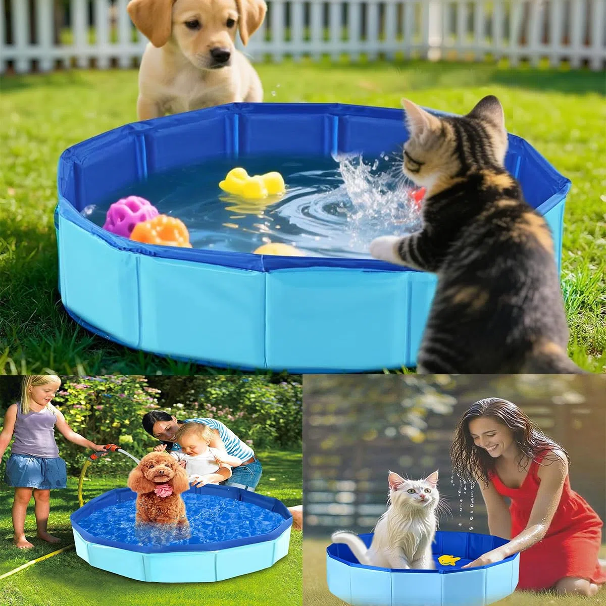 Hundepool,Katzenpool,Hundeplanschbecken,Faltbar Hundepool,30x10 cm Hundepools für Kleine,Hunde Schwimmbecken,PVC,Schwimmbad Für Hund,Pool für Hunde (Blau)