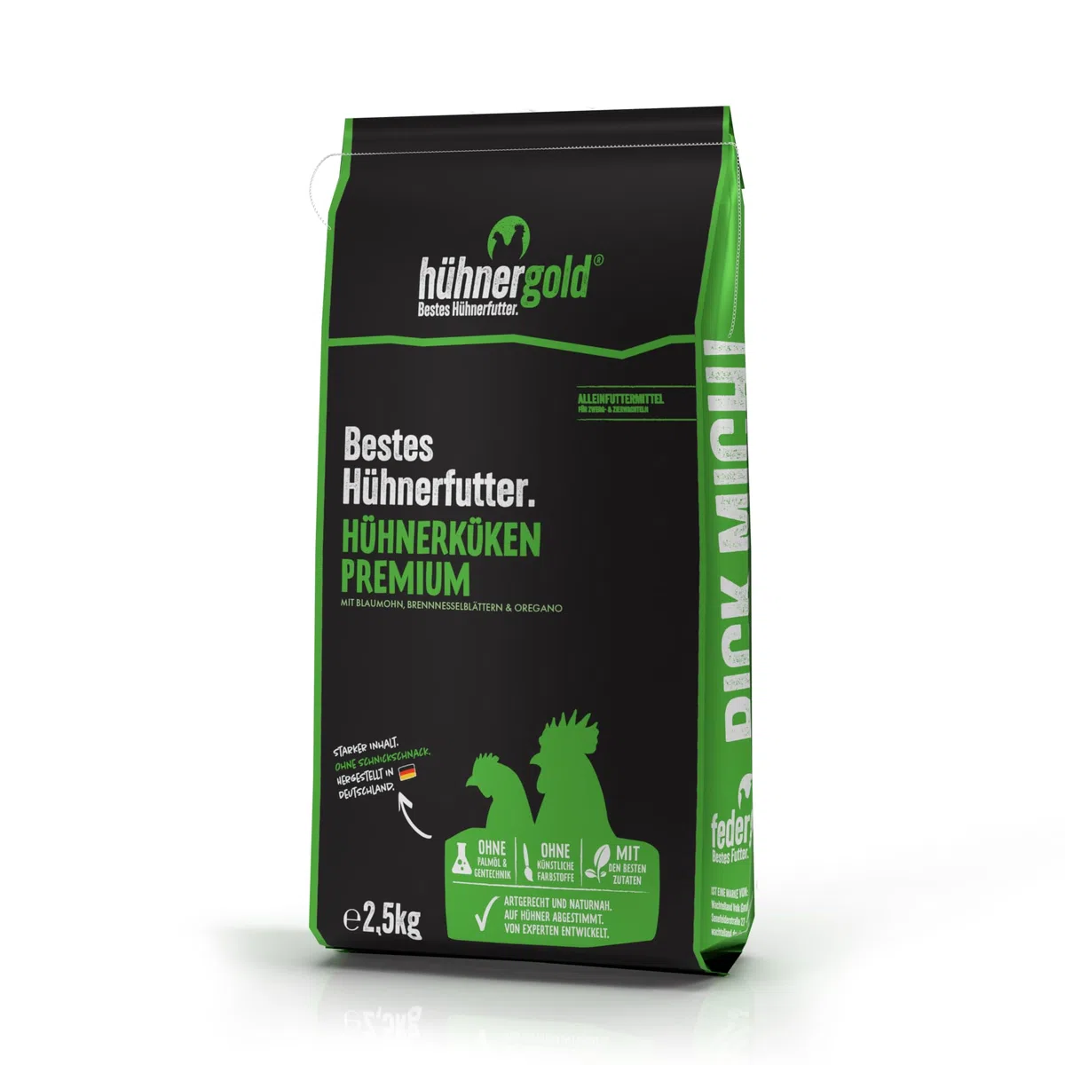 hühnergold Hühner Küken Premium 2,5kg – Kükenfutter ab Tag 1 | Mit Kräutern, Leinsaat & Blaumohn – Kükenfutter ab Tag 1 für Wachstum, Darmgesundheit & natürliche Aufzucht