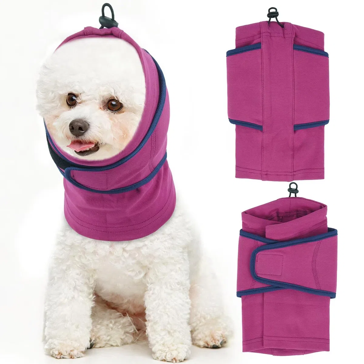 IECOii Hundepullover Snood Ohrenschutz,Kapuzenpulli für Hunde,Blutohren & Lärmschutz,beruhigend & warm,Silvester,OP & Nach-OP Pflege,weiches Fleece Hoodie Hund Ohr Schutzhaube Hund(Lila,S)