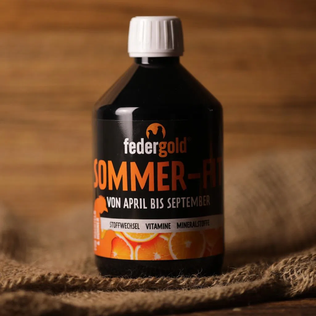 federgold Sommer-Fit 500ml Vitamine für Hühner & Wachteln | Vitamine & Elektrolyte für Sommer, Hitze & Legephase – unterstützt Vitalität, Stoffwechsel & Belastung bei Geflügel