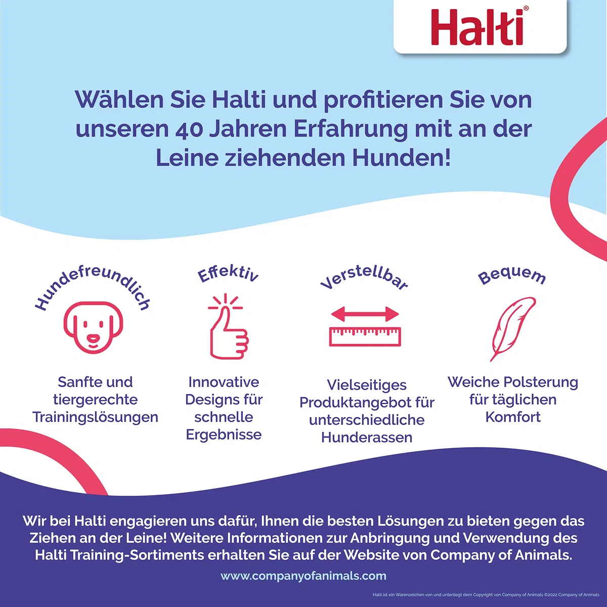 HALTI Front Control Anti-Zug Geschirr, Größe Mittel - Verhindert, dass Ihr Hund an der Leine zieht, Kontrollieren Sie Ihren Hund sanft über den Brustbereich, Einfache Anpassung und Benutzung