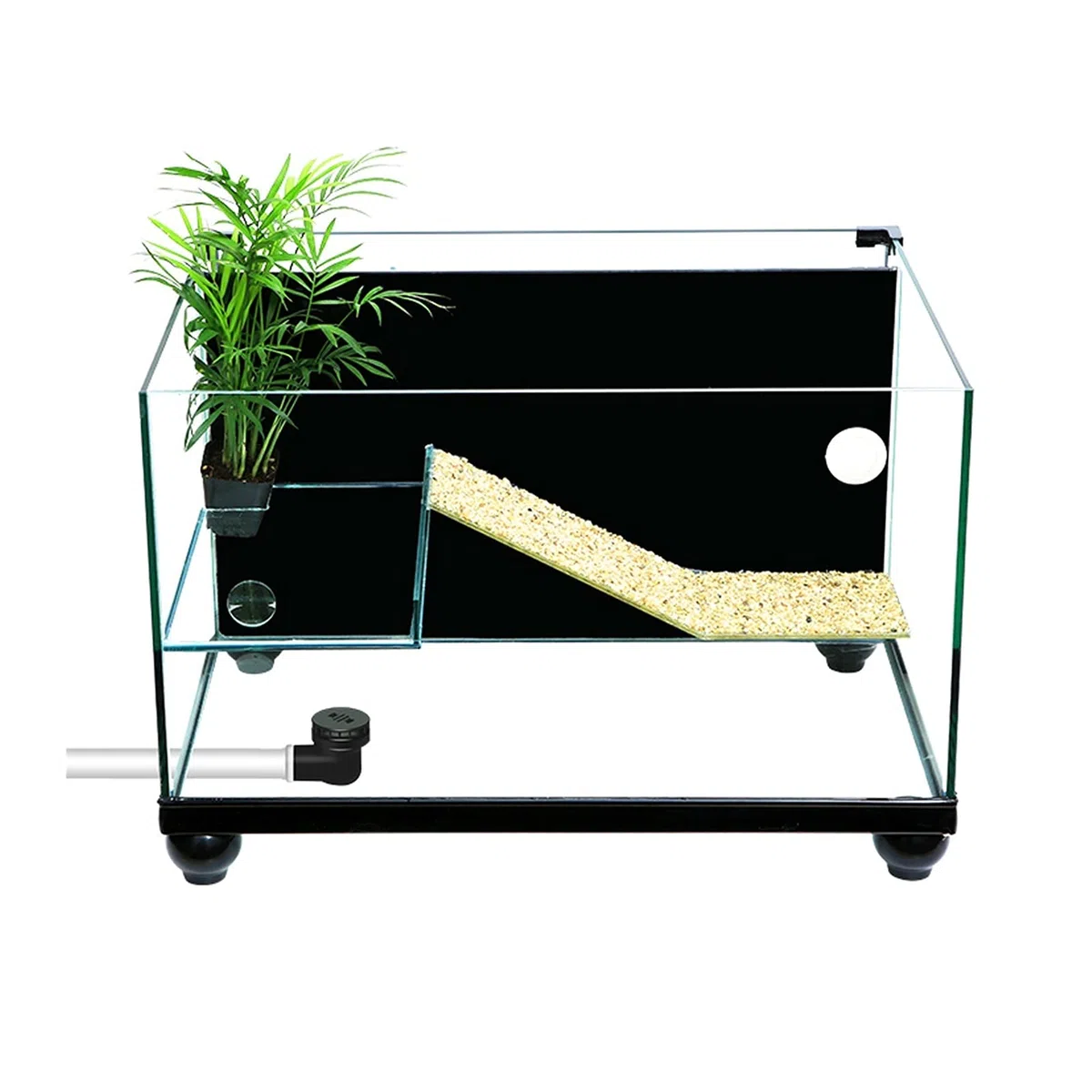 Schildkrötenpanzer Turtle-Tank mit Balkon, frei von Wasser Ersatz, Turtle-Tank ökologische Villa Schildkrötenkasten Bottom Row Turtle Tank Side Back Wasserfiltertank für drinnen und draußen ( Size : S