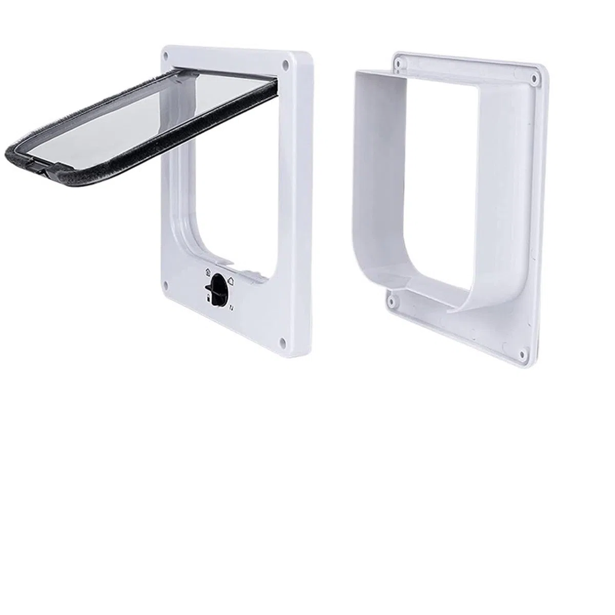 Katzenklappe Tür 4-Wege-Sicherheitsschloss ABS-Kunststoff Hund Katzen Haustiere Smart Retractable Anti Pet Supplies(White,XL)
