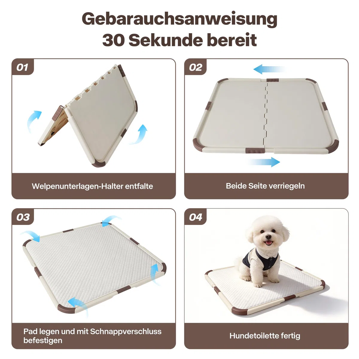Pet Prime Welpen-Padhalter, tragbare Welpentöpfchen-Schale, Schutz vor auslaufenden Pads, tragbare Urin-Schale für die Welpenerziehung, für Pads mit Einer Größe von 53 x 53 cm oder größer