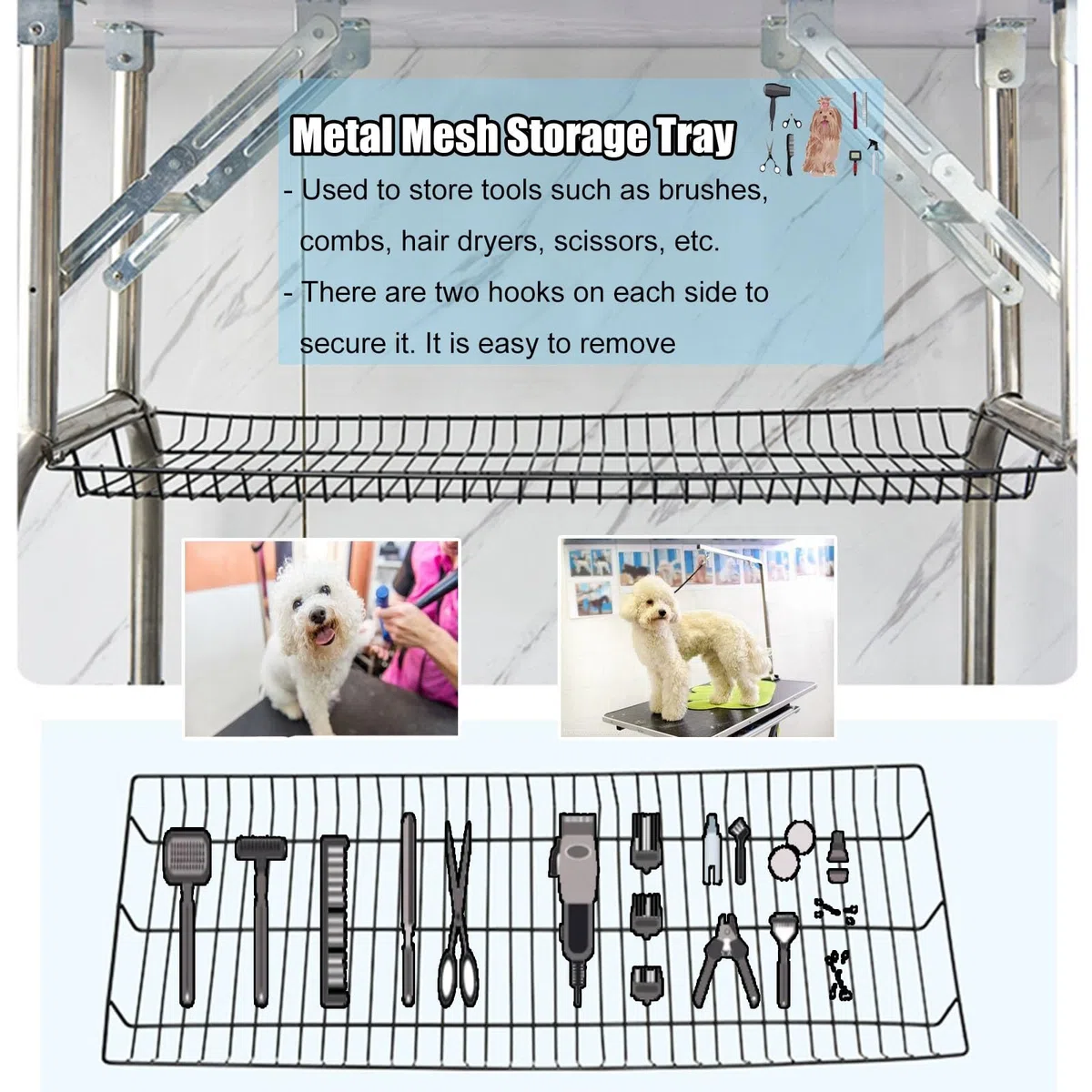 Haustierpflegetisch für Hunde zu Hause, professionelle Hundetrimm-/Badestation mit verstellbarem Arm/Schlinge, 32 38 46 Zoll hoher Katzenkosmetikständer, maximale Kapazität bis zu 330 Pfund (Größe:
