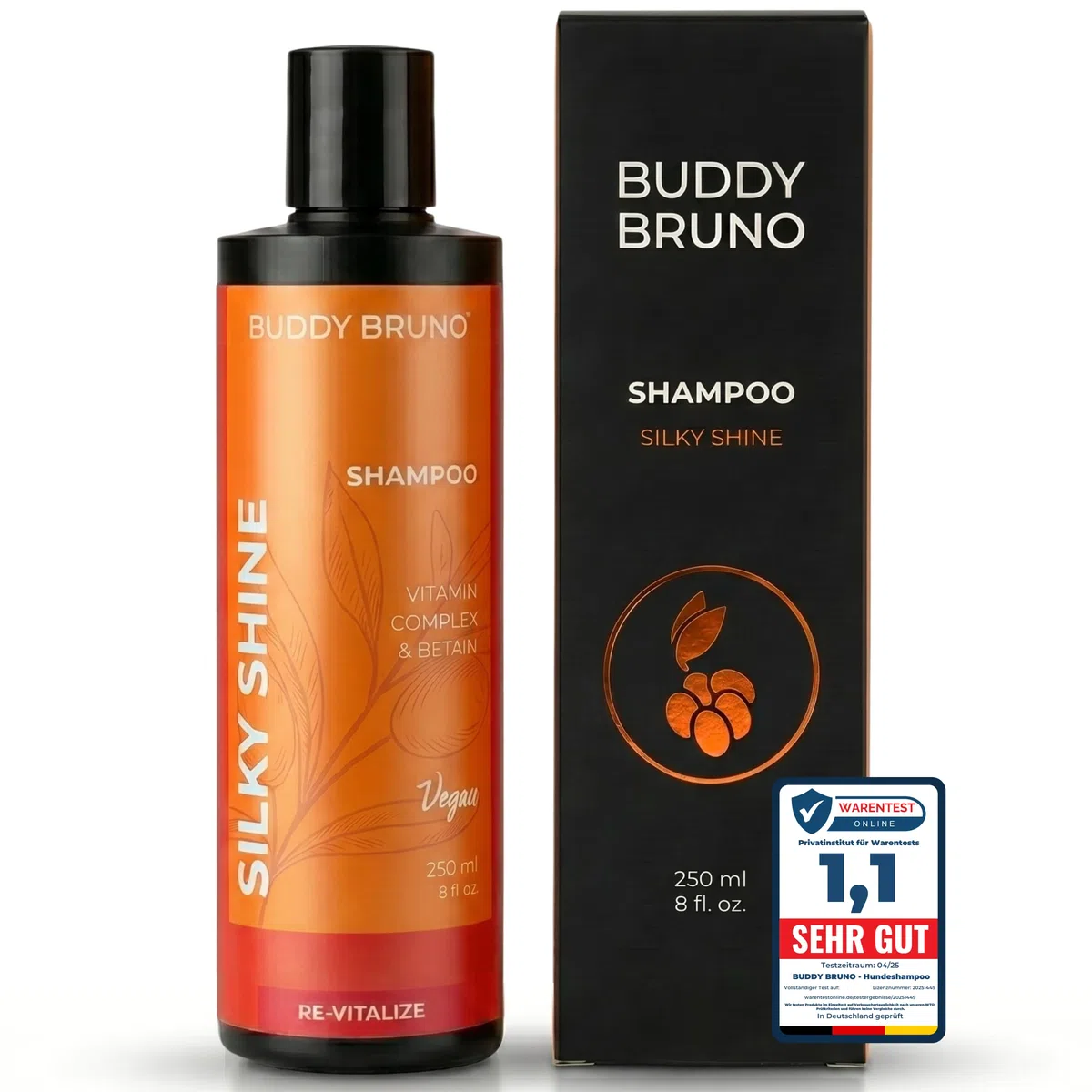 Testnote: Sehr gut - Hundeshampoo sensitiv mit Sanddorn - Fellpflege gegen Juckreiz & Geruch - 100% vegan & natürlich - für glänzendes Fell & Vitale Haut - 250ml